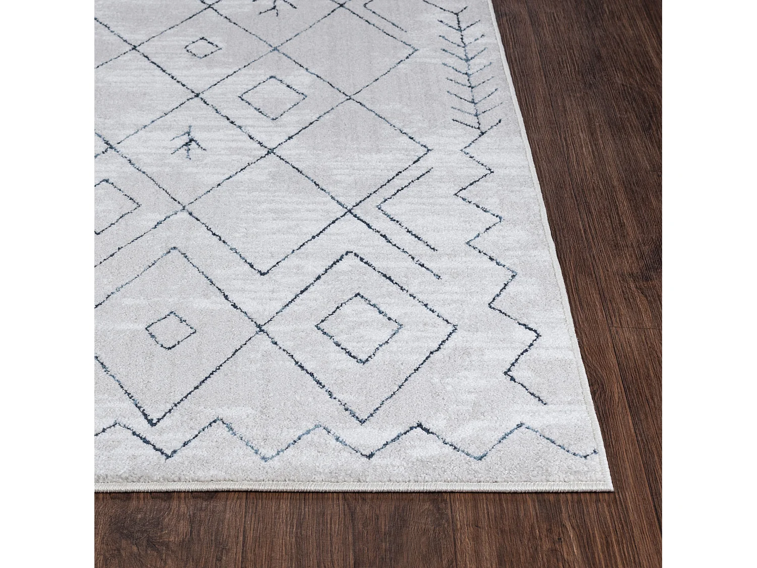Tapis Berbère Ethnique - Blanc/Bleu - 80x150cm - FABIA