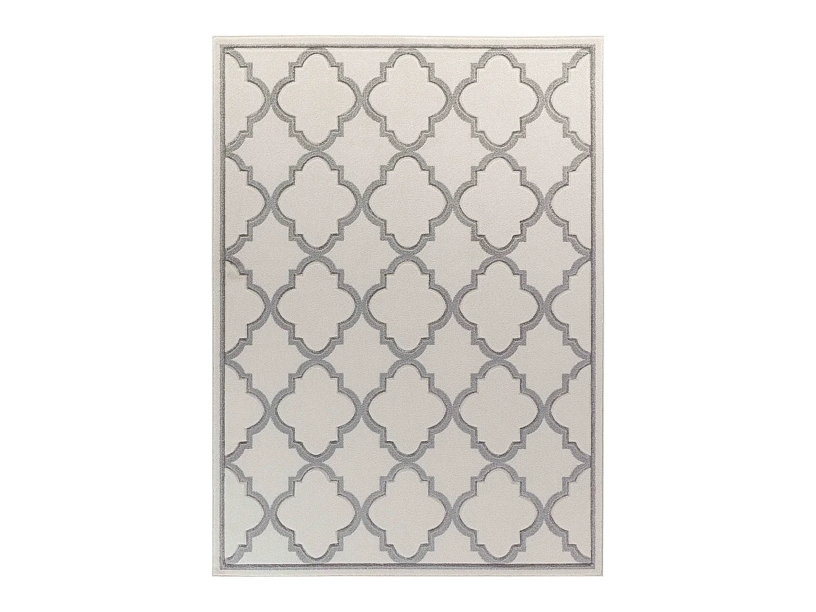 Alfombra Oriental Marroquí YAIZA - 160x213cm - Blanco y Gris