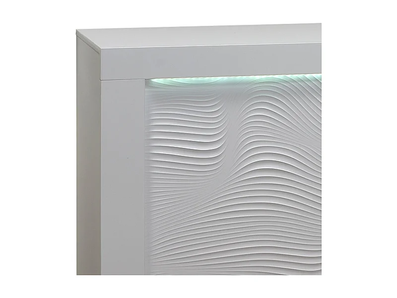 DAYTON WHITE - Buffet 4 Portes Laqué Blanc à Relief et Leds