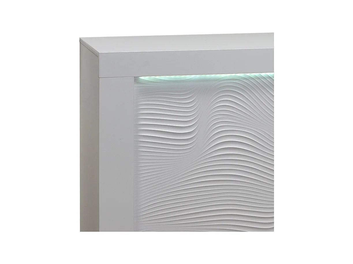 DAYTON WHITE - Buffet 4 Portes Laqué Blanc à Relief et Leds