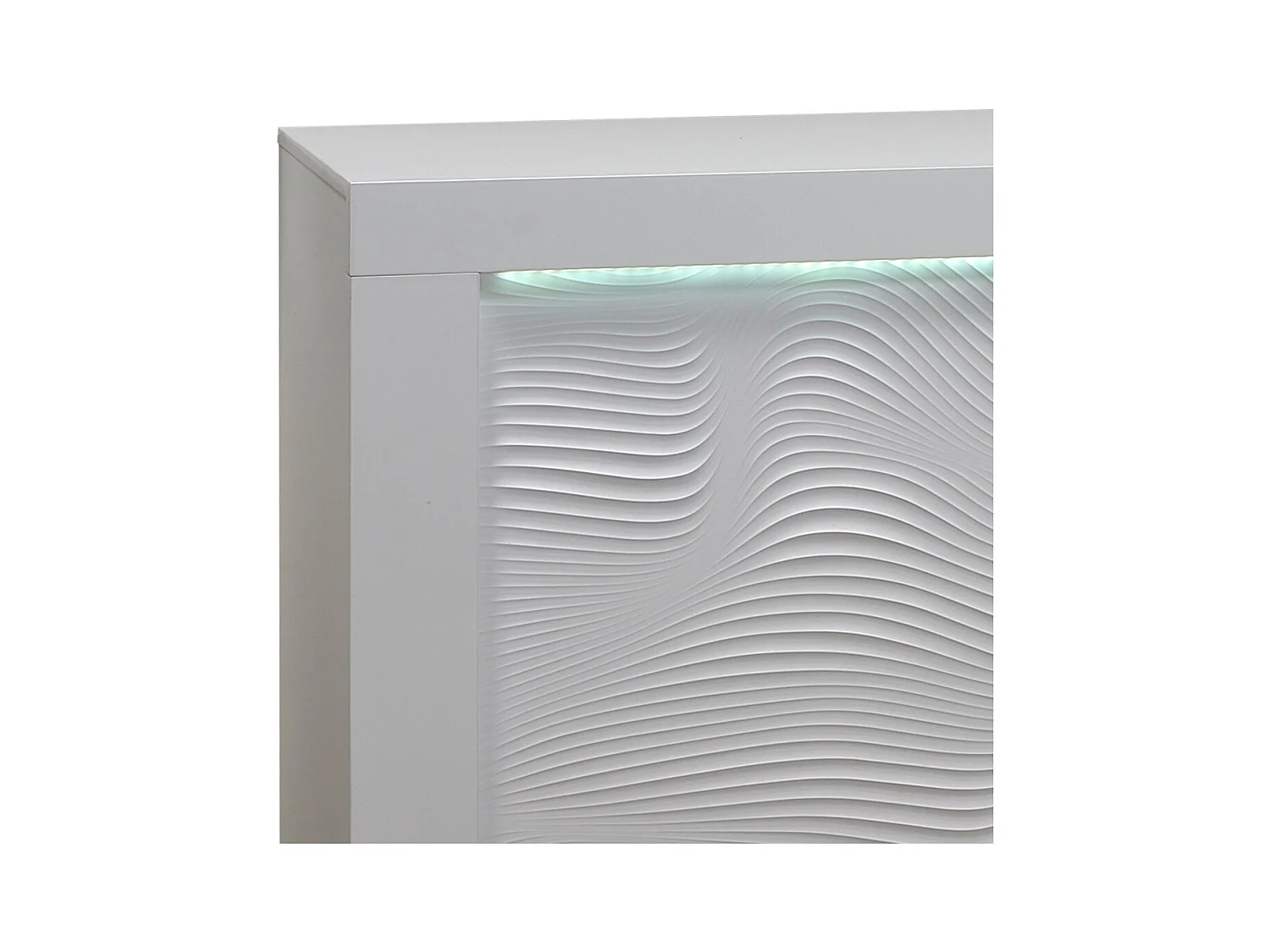 DAYTON WHITE - Buffet 4 Portes Laqué Blanc à Relief et Leds
