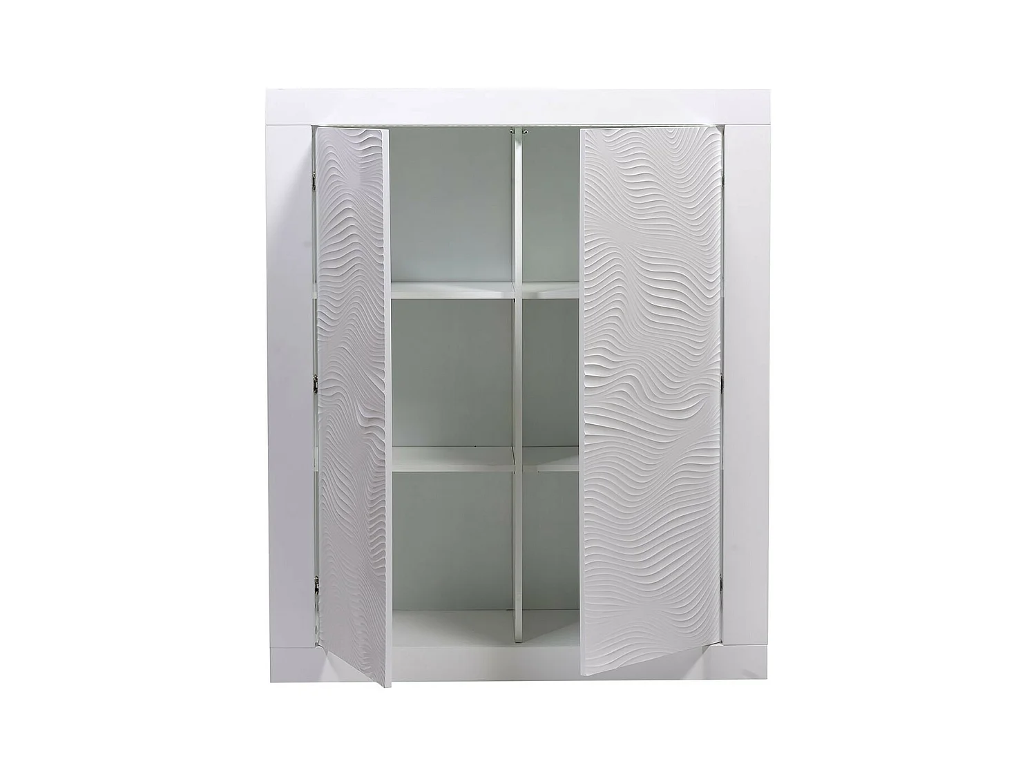 DAYTON WHITE - Meuble de Rangement 2 Portes Laqué Blanc et Leds
