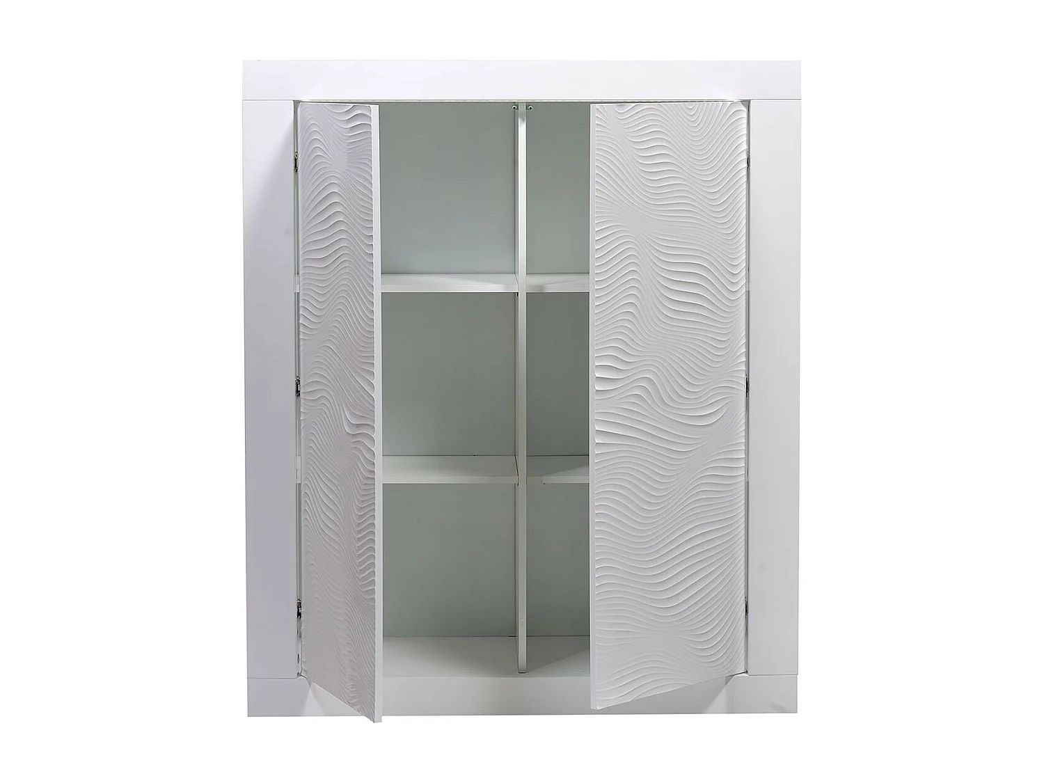 DAYTON WHITE - Meuble de Rangement 2 Portes Laqué Blanc et Leds
