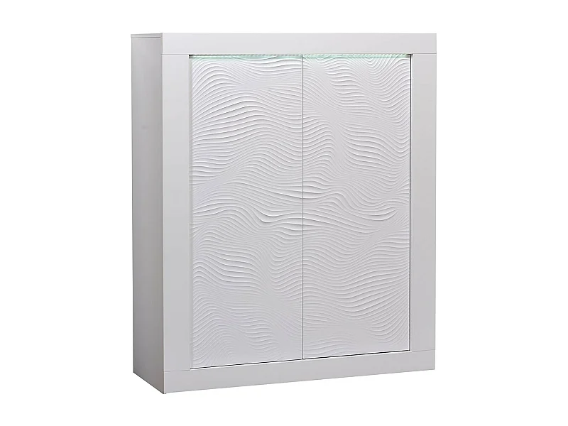 DAYTON WHITE - Meuble de Rangement 2 Portes Laqué Blanc et Leds