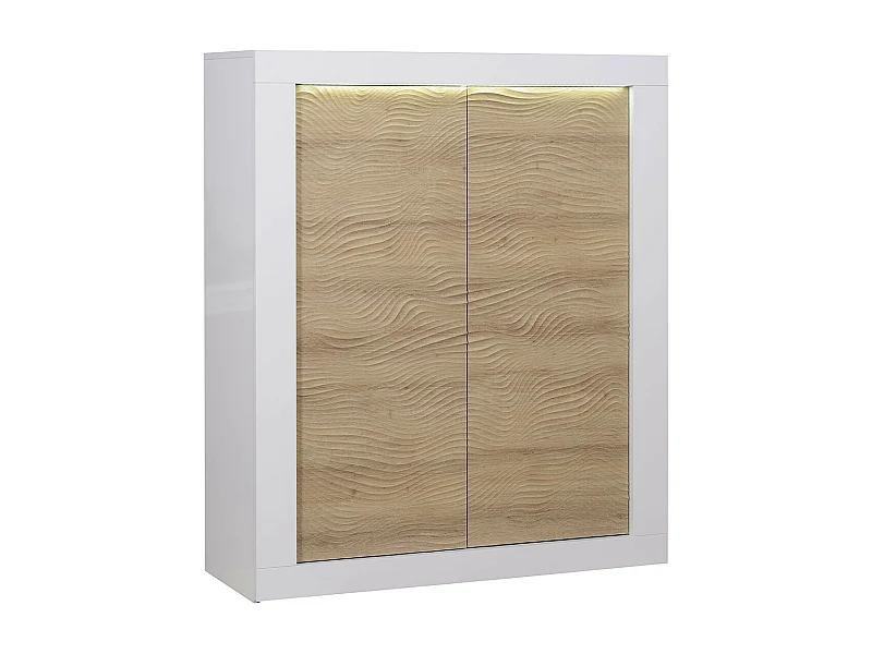 DAYTON OAK - Meuble de Rangement 2 Portes Effet Chêne et Leds