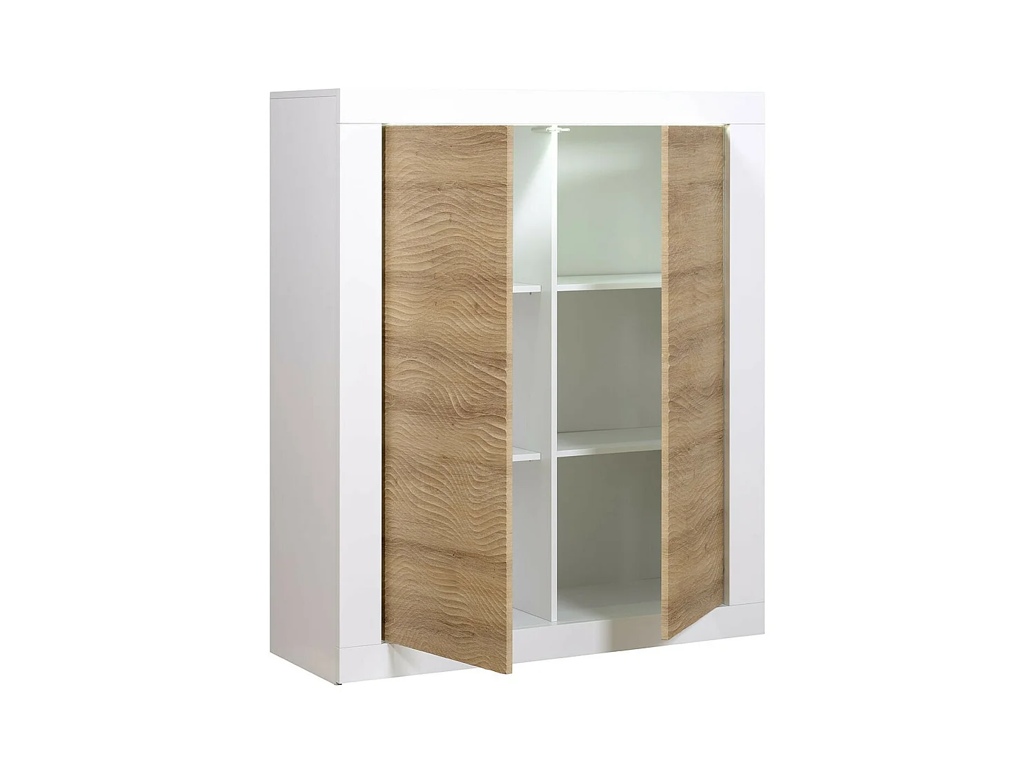 DAYTON OAK - Meuble de Rangement 2 Portes Effet Chêne et Leds