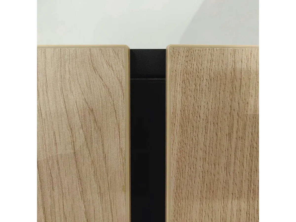 YUMA - Buffet 3 Portes Industriel Effet Chêne et Métal