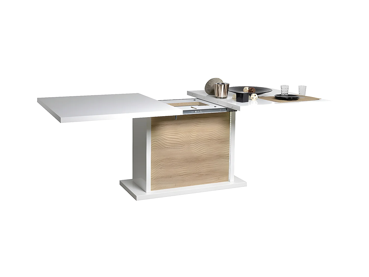 DAYTON OAK - Table Allongeable 180-225cm Effet Chêne et Leds