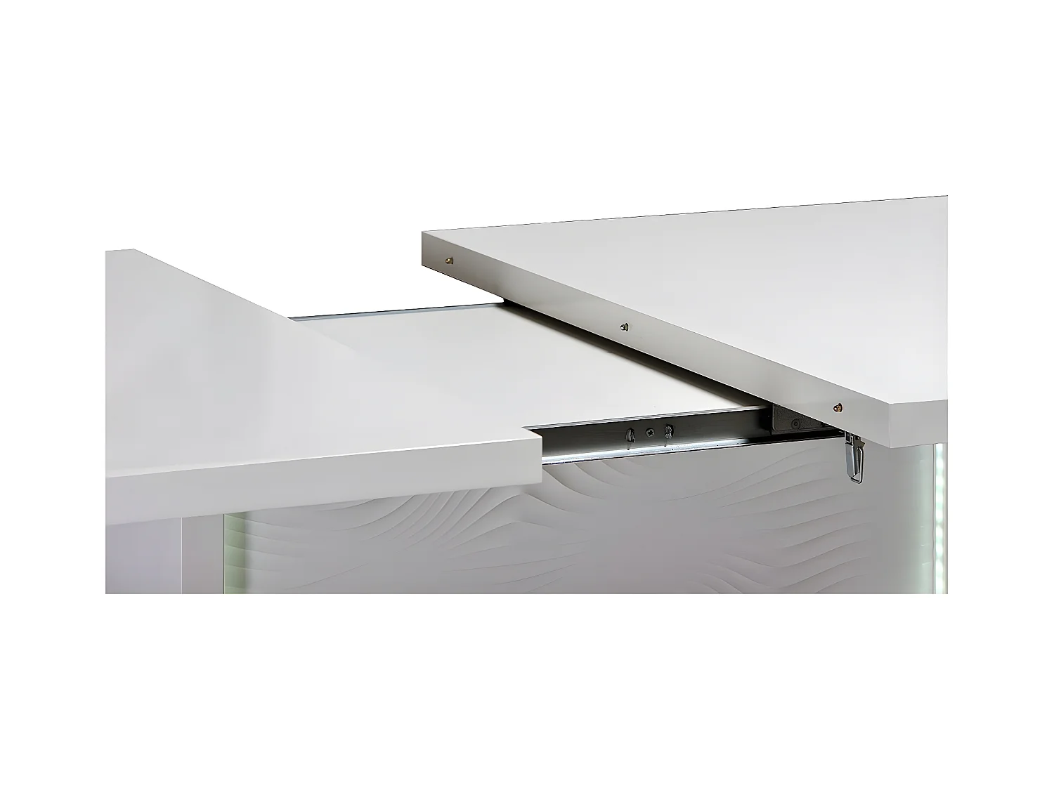 DAYTON WHITE - Table Allongeable 180-225cm Laquée Blanche et Leds