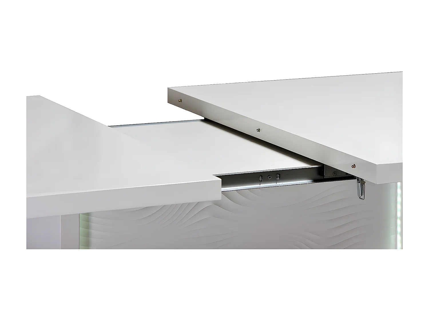 DAYTON WHITE - Table Allongeable 180-225cm Laquée Blanche et Leds