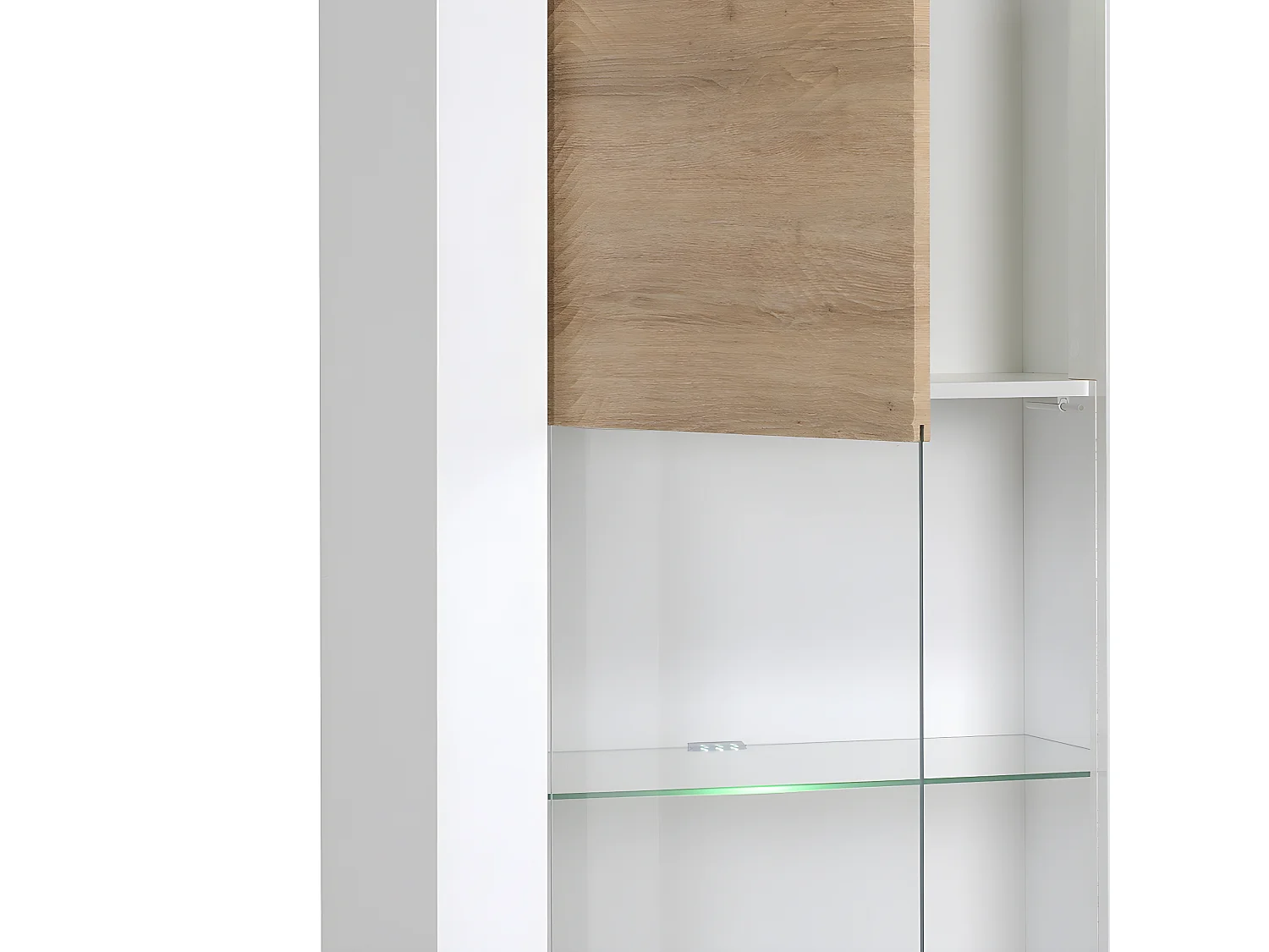 DAYTON OAK - Vitrine 1 Porte Réversible Effet Chêne et Leds