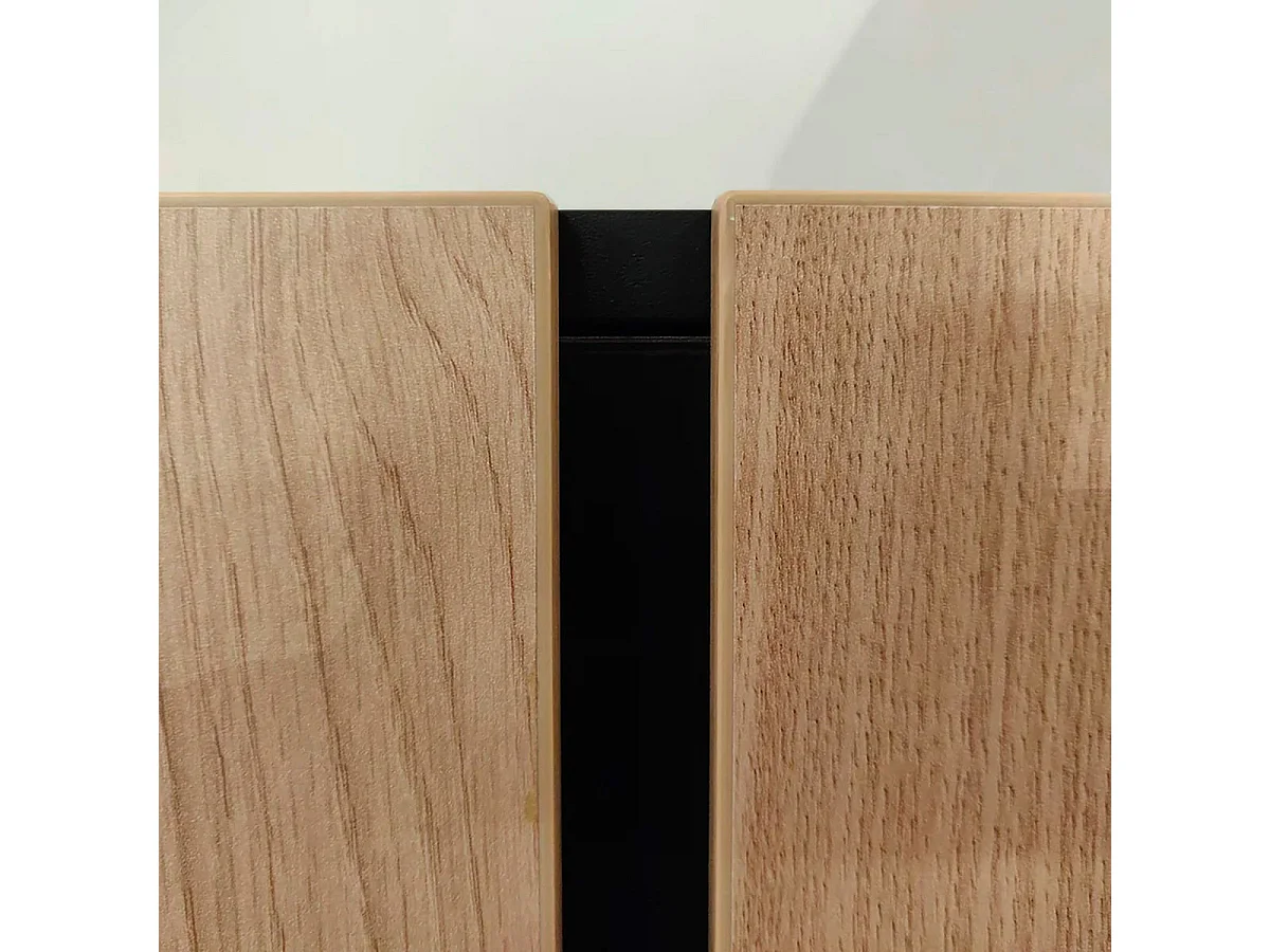 YUMA - Vitrine 1 Porte Réversible Effet Chêne et Leds