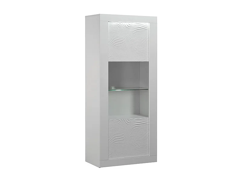 DAYTON WHITE - Vitrine 1 Porte Réversible Laquée Blanche et Leds