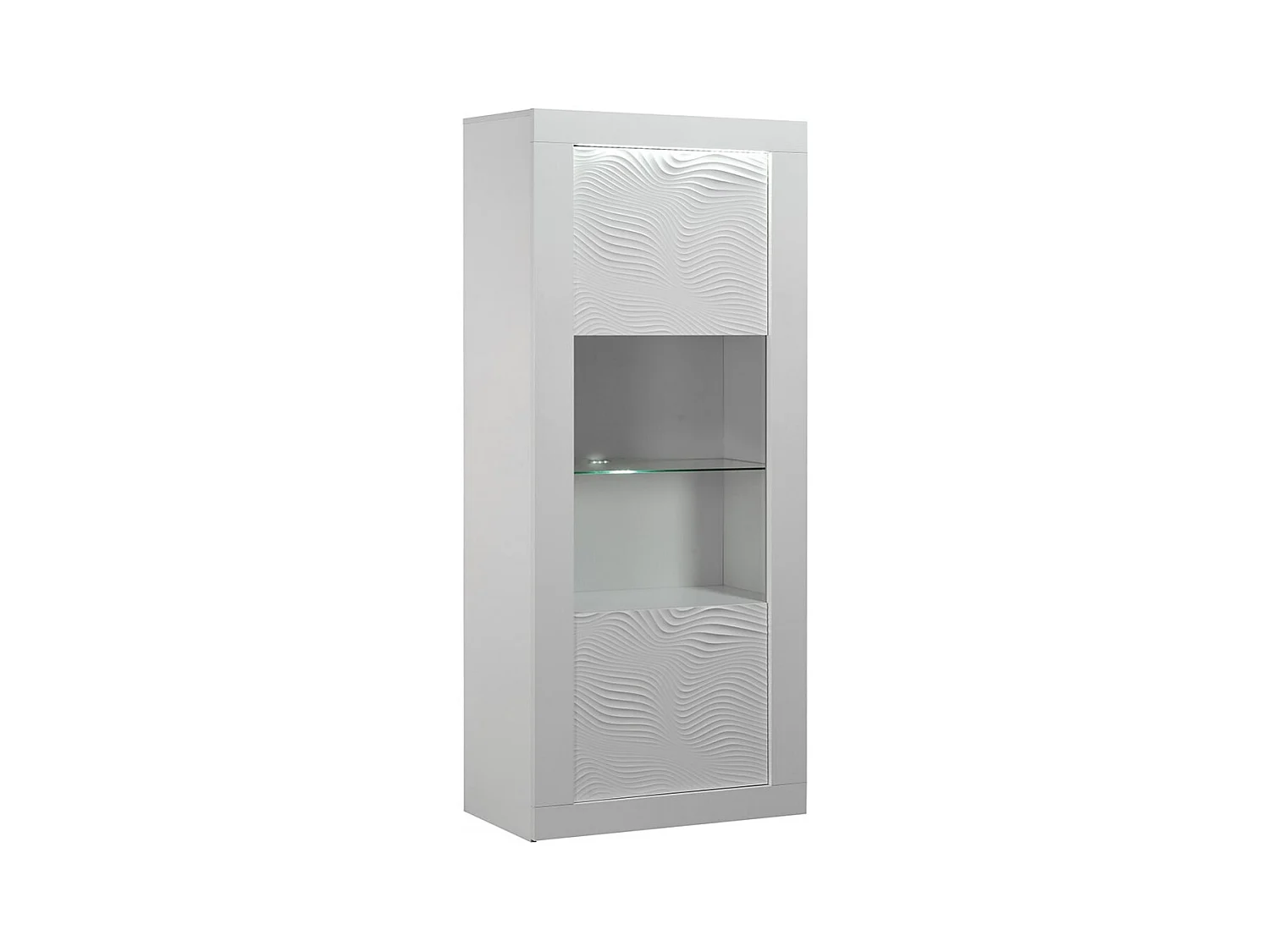 DAYTON WHITE - Vitrine 1 Porte Réversible Laquée Blanche et Leds