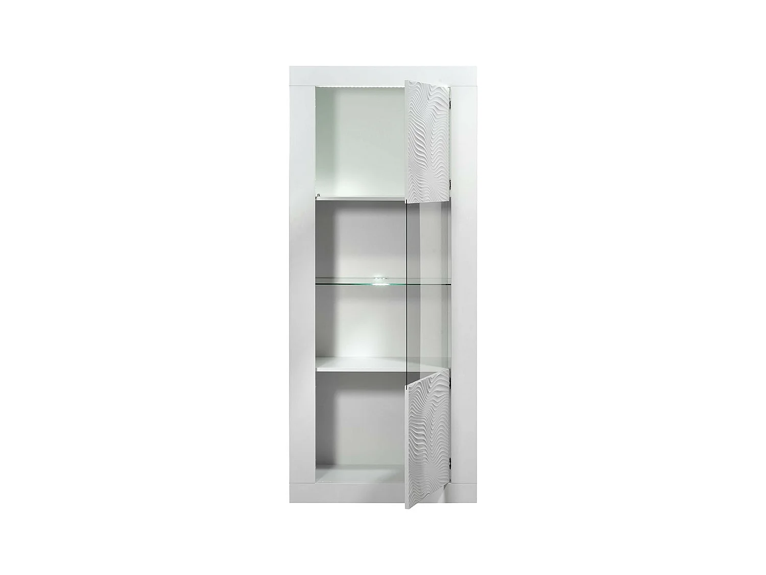 DAYTON WHITE - Vitrine 1 Porte Réversible Laquée Blanche et Leds
