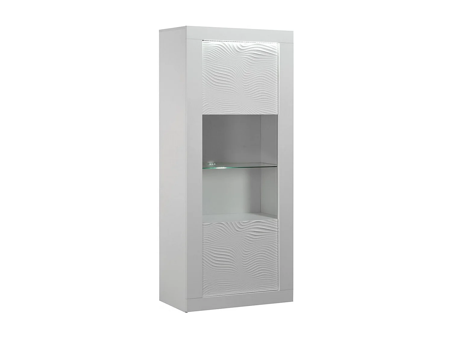 DAYTON WHITE - Vitrine 1 Porte Réversible Laquée Blanche et Leds