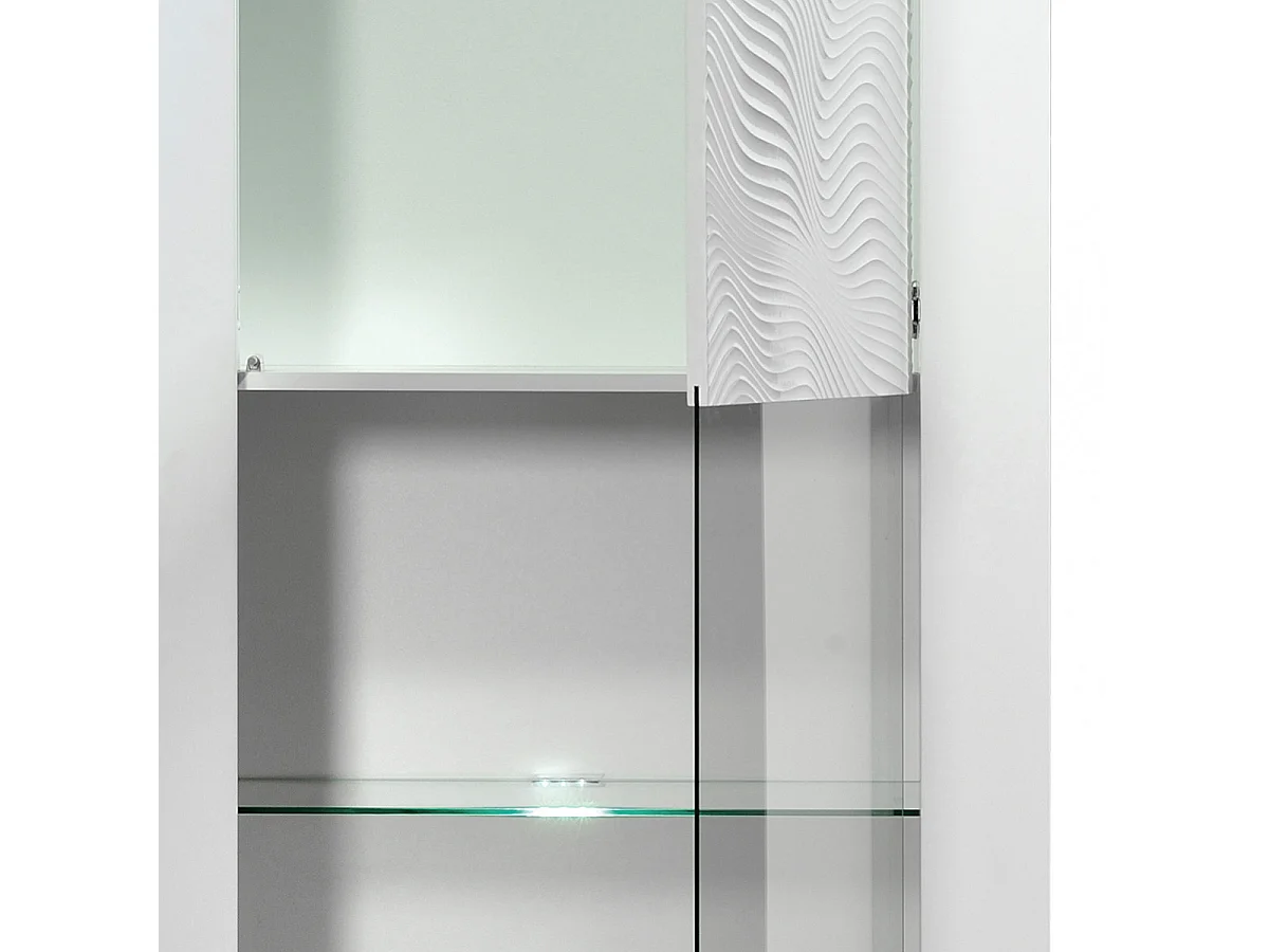 DAYTON WHITE - Vitrine 1 Porte Réversible Laquée Blanche et Leds