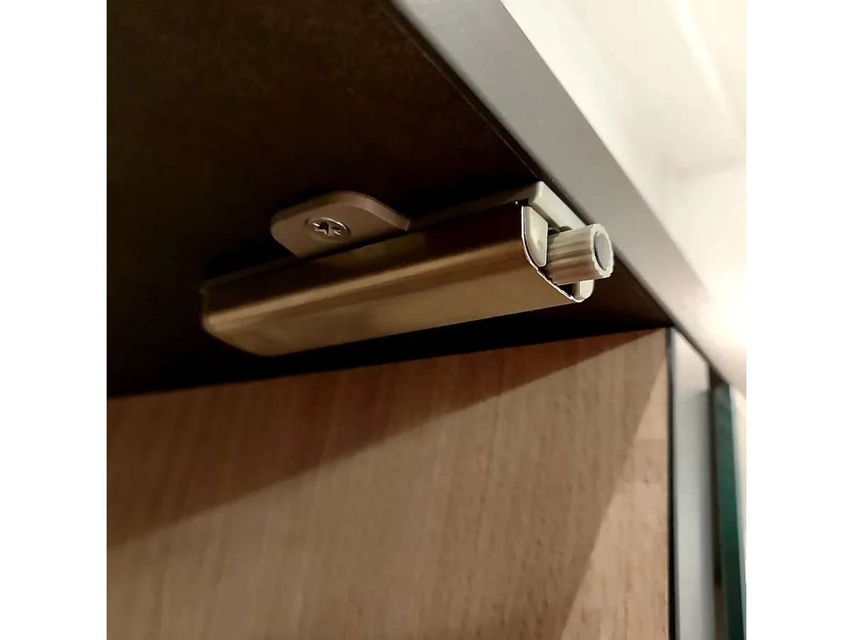 YUMA - Vitrine 2 Portes Industrielle Effet Chêne et Leds