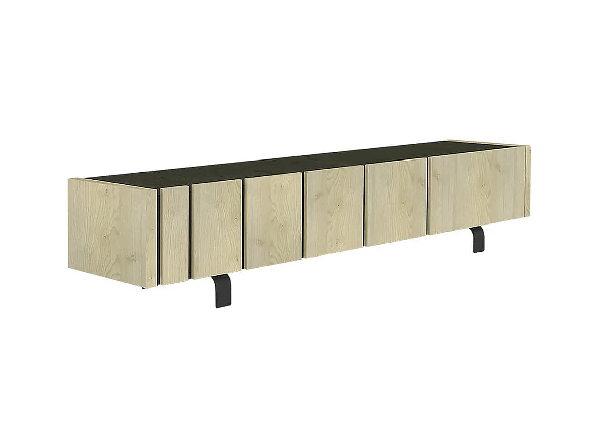 YUMA - Pack Table Basse Relevable + Meuble TV + Vitrine Réversible