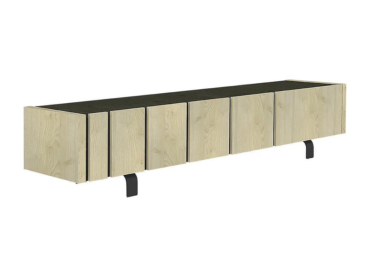 YUMA - Pack Table Basse Relevable + Meuble TV + Vitrine Réversible