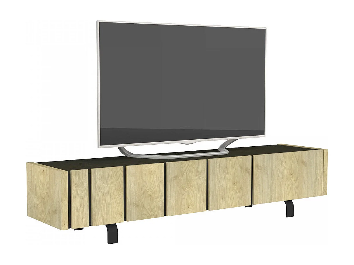 YUMA - Pack Table Basse Relevable + Meuble TV + Vitrine Réversible