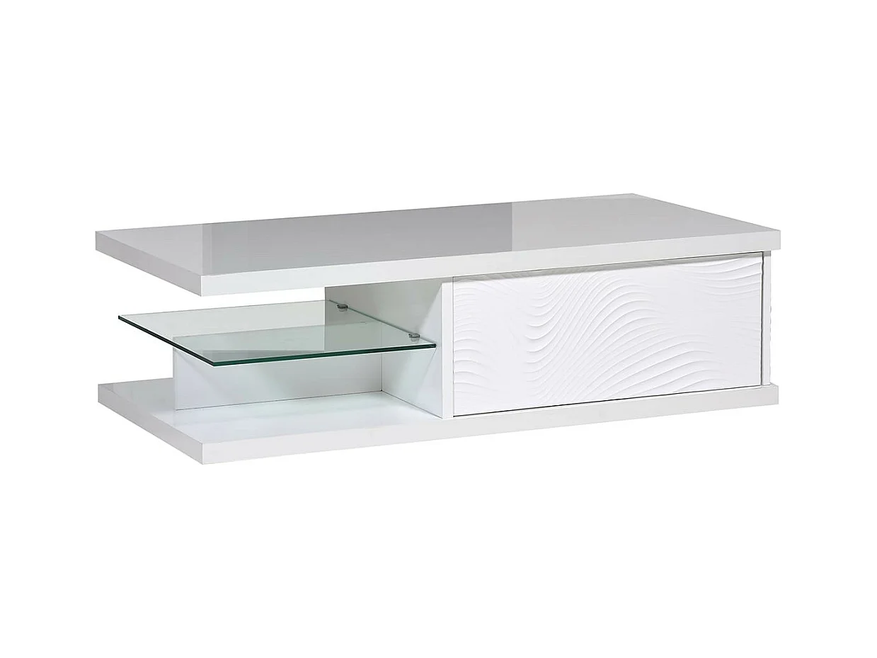 DAYTON WHITE - Ensemble Salon Complet Laqué Blanc et Leds