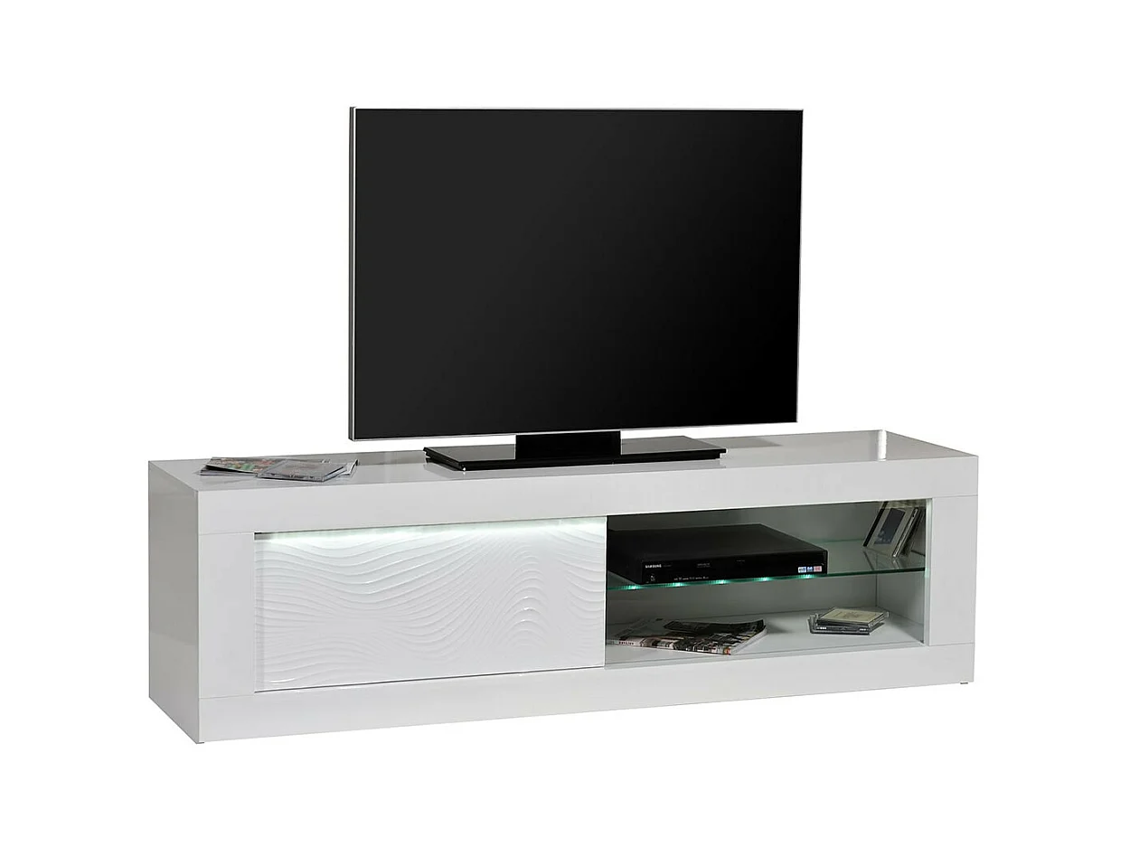 DAYTON WHITE - Ensemble Salon Complet Laqué Blanc et Leds