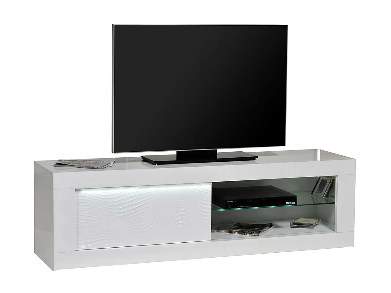 DAYTON WHITE - Ensemble Salon Complet Laqué Blanc et Leds