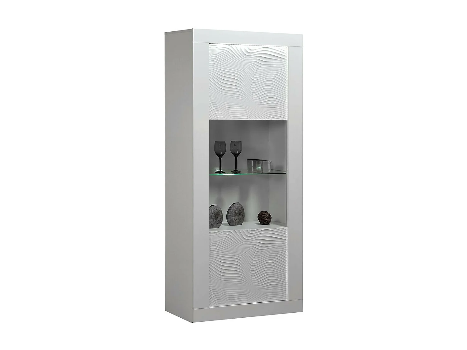 DAYTON WHITE - Ensemble Salon Complet Laqué Blanc et Leds