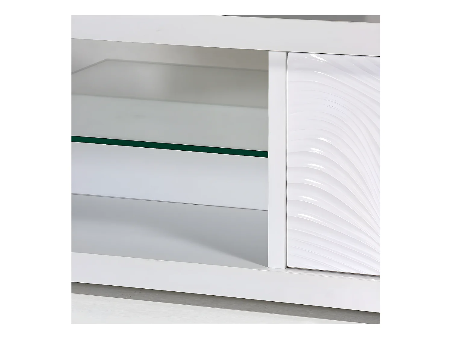 DAYTON WHITE - Table Basse 1 Tiroir Laquée Blanche à Relief