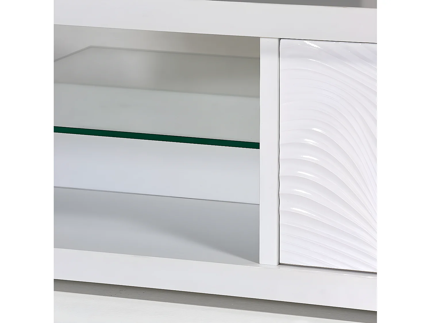 DAYTON WHITE - Table Basse 1 Tiroir Laquée Blanche à Relief