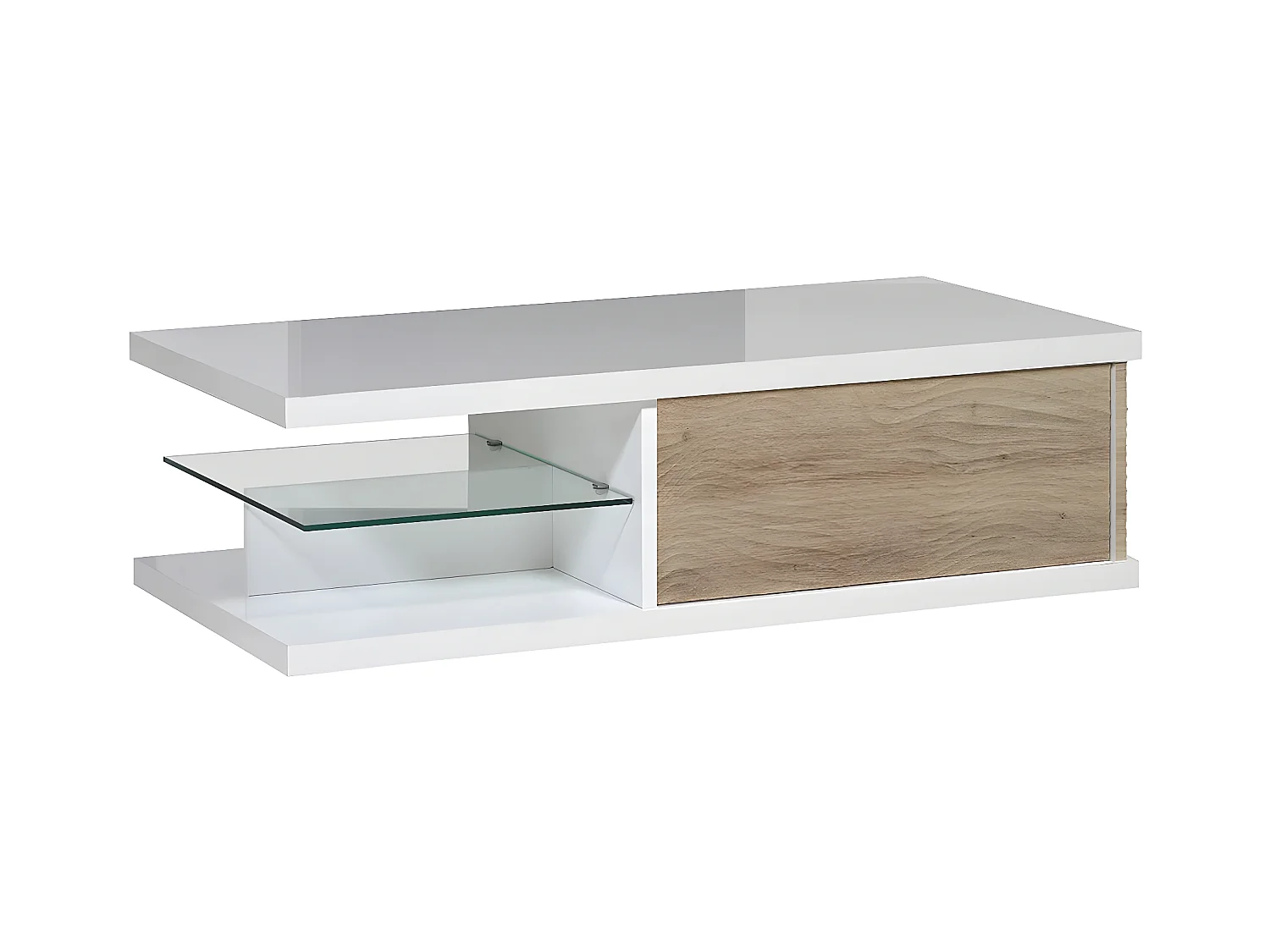 DAYTON OAK - Table Basse 1 Tiroir Effet Chêne à Relief