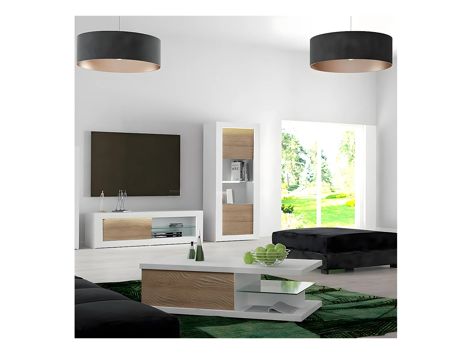 DAYTON OAK - Table Basse 1 Tiroir Effet Chêne à Relief