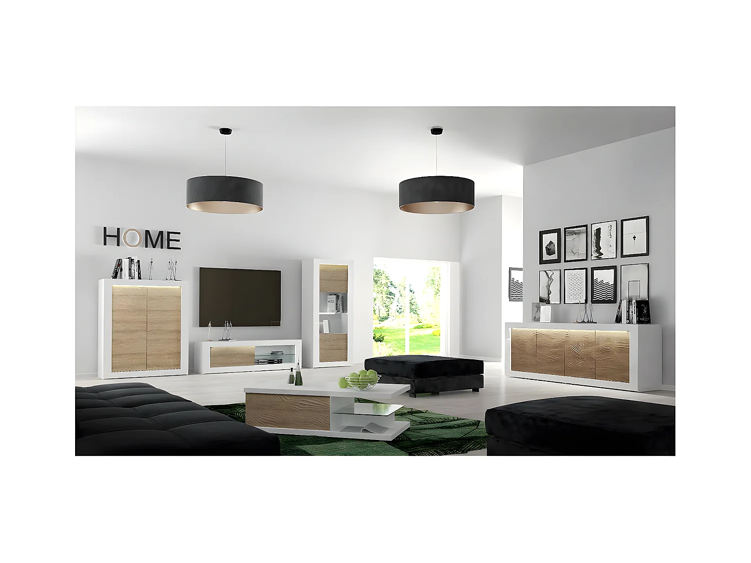 DAYTON OAK - Table Basse 1 Tiroir Effet Chêne à Relief