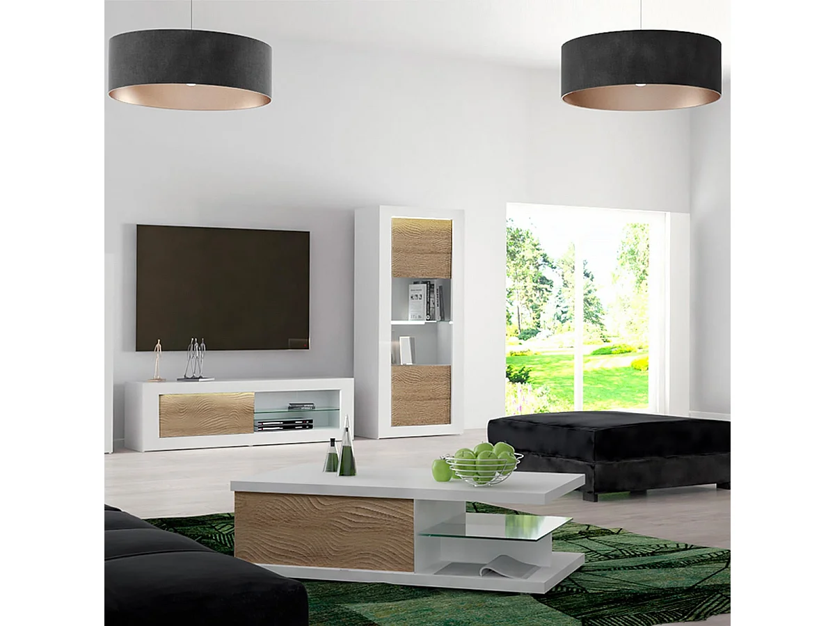 DAYTON OAK - Table Basse 1 Tiroir Effet Chêne à Relief