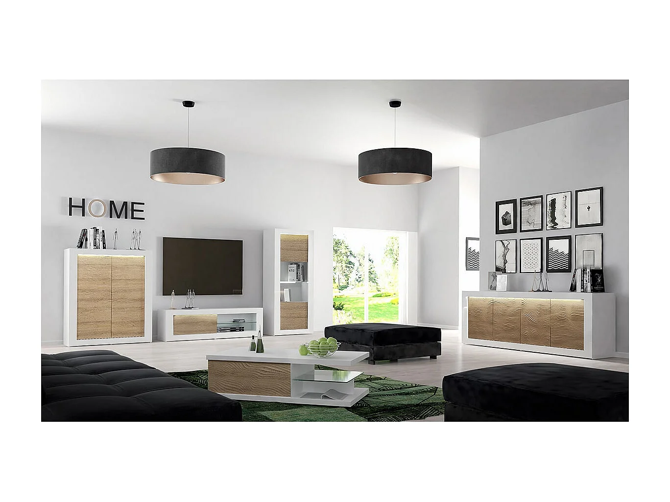 DAYTON OAK - Table Basse 1 Tiroir Effet Chêne à Relief