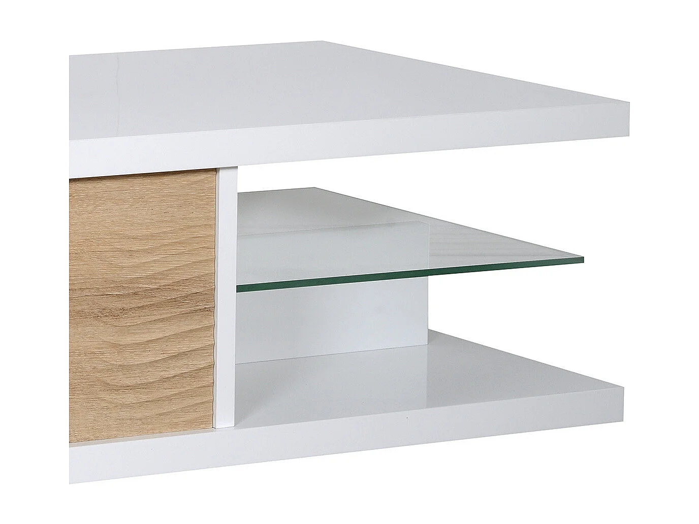 DAYTON OAK - Table Basse 1 Tiroir Effet Chêne à Relief