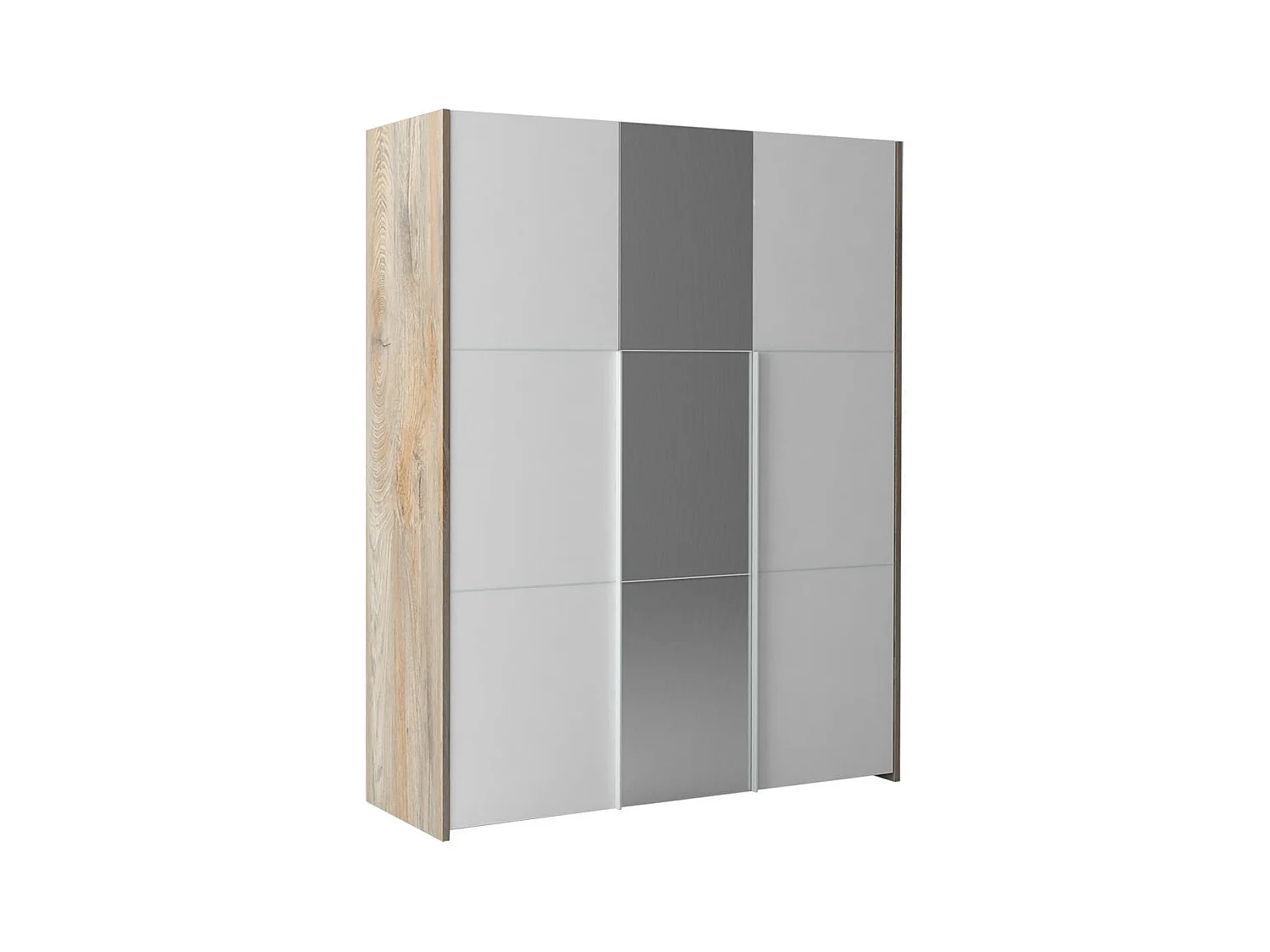 NINO LIGHT - Lit 160x200cm avec Leds et Chevets Suspendus + Armoire 3P