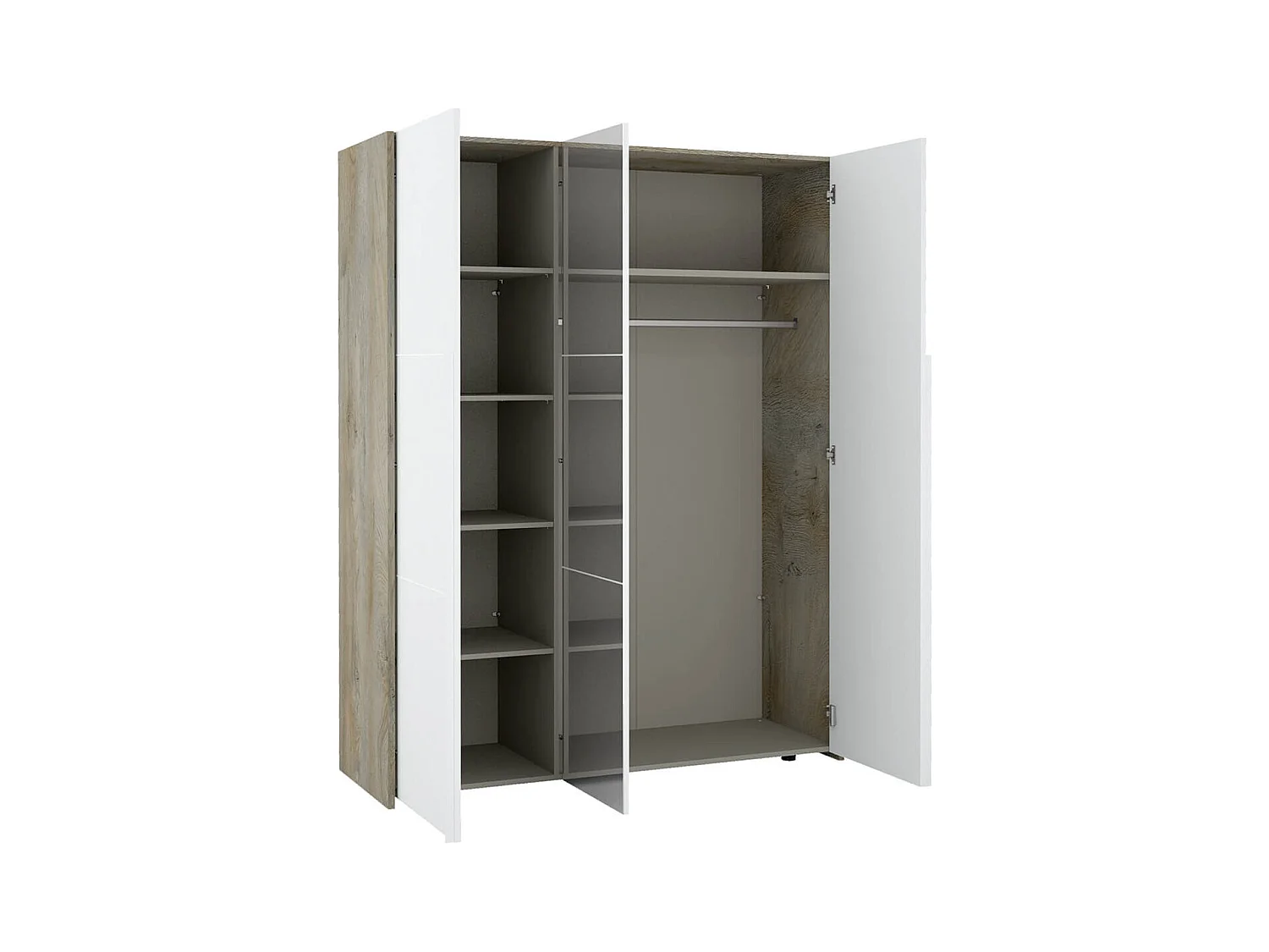 NINO LIGHT - Lit 160x200cm avec Leds et Chevets Suspendus + Armoire 3P