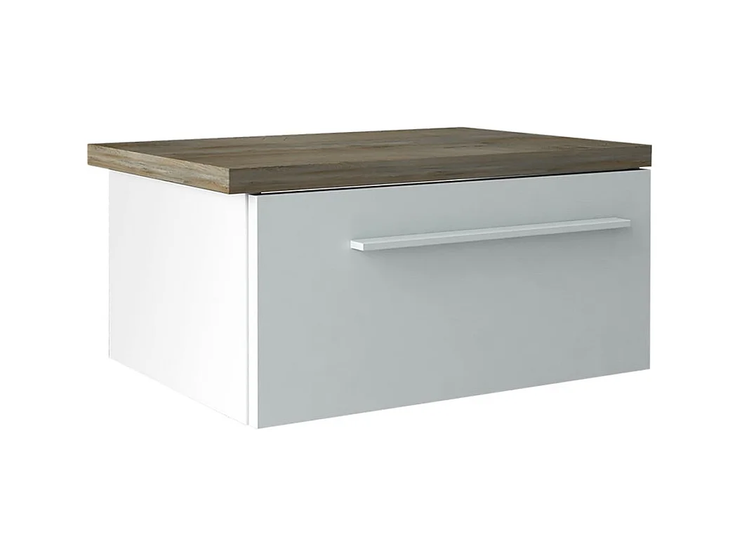 NINO LIGHT - Lit 160x200cm avec Leds et Chevets Suspendus + Commode