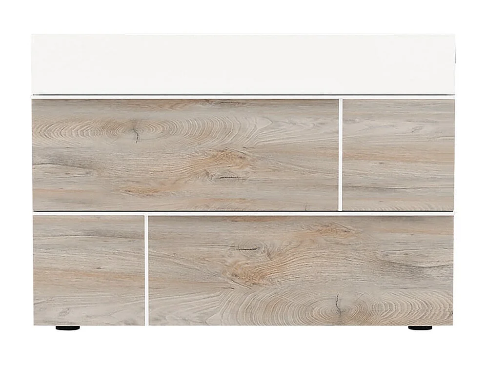 NINO LIGHT - Lit 160x200cm avec Leds et Chevets Suspendus + Commode