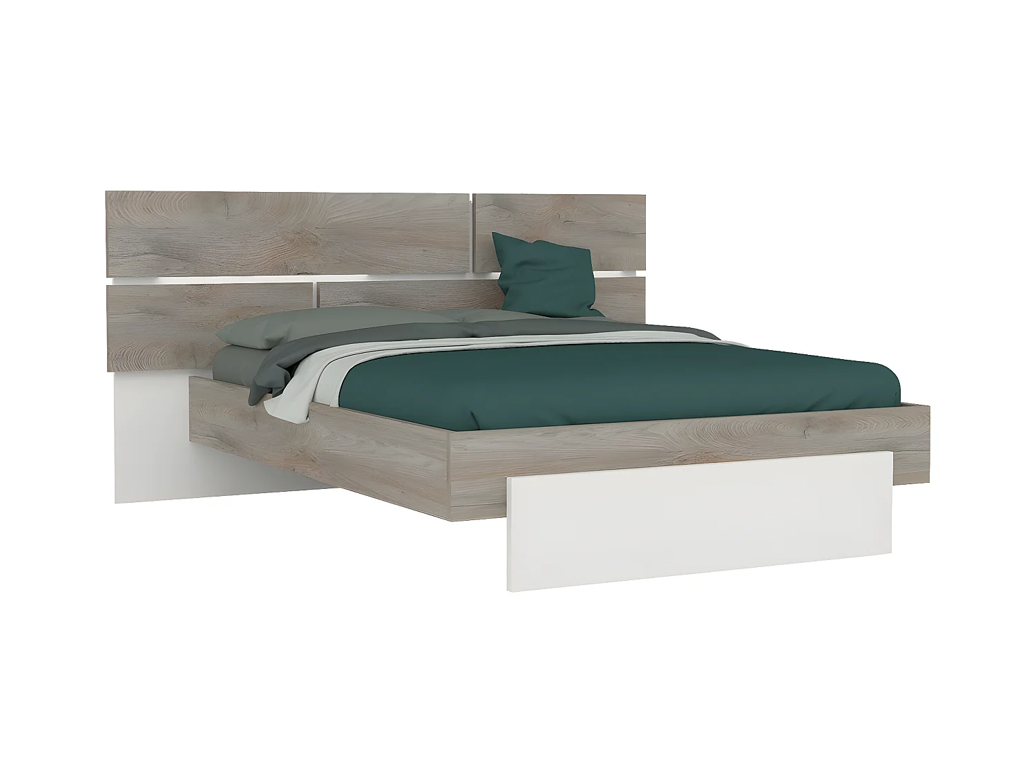 NINO LIGHT - Ensemble Lit 180x200cm avec Leds + 2 Chevets à Poser