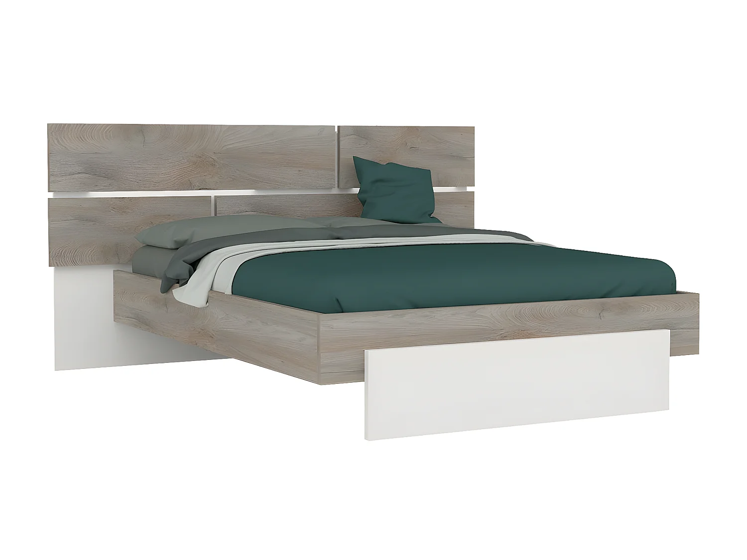 NINO LIGHT - Ensemble Lit 180x200cm avec Leds + 2 Chevets à Poser