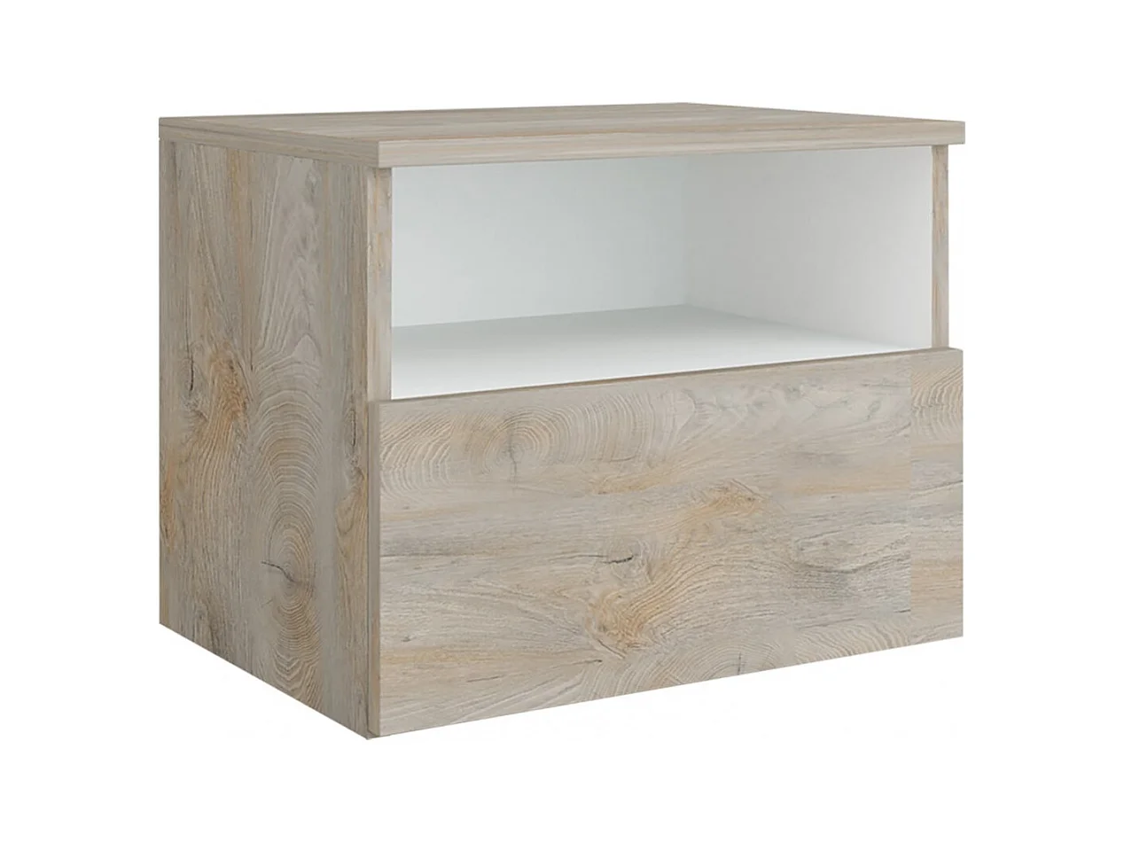 NINO LIGHT - Lit 140x190cm avec Leds et Chevets à Poser + Armoire 3P