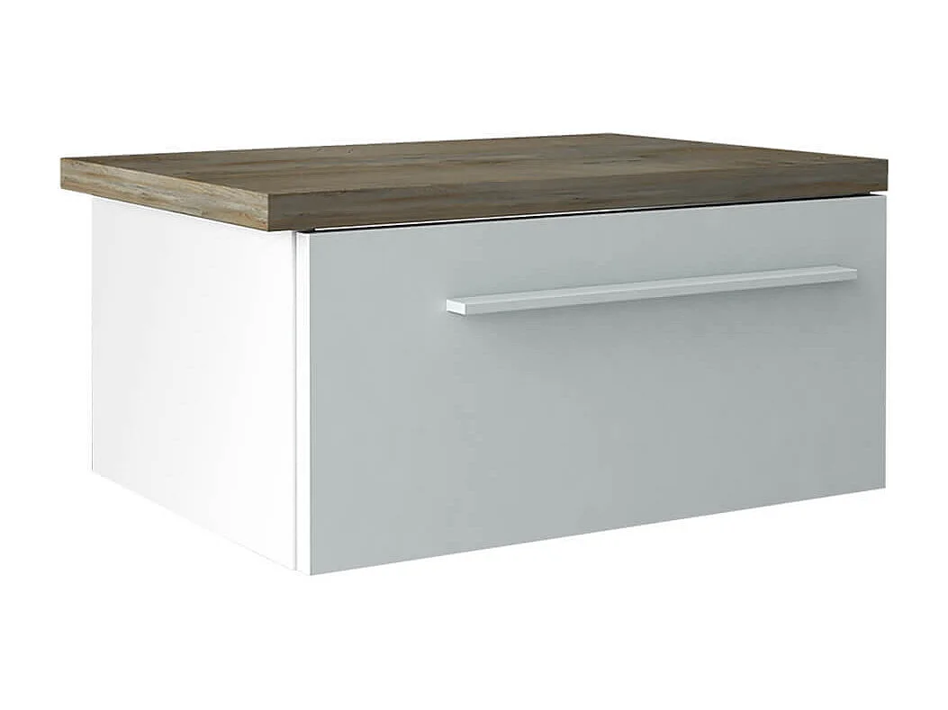 NINO LIGHT - Lit 140x190cm avec Leds et Chevets Suspendus + Armoire 3P