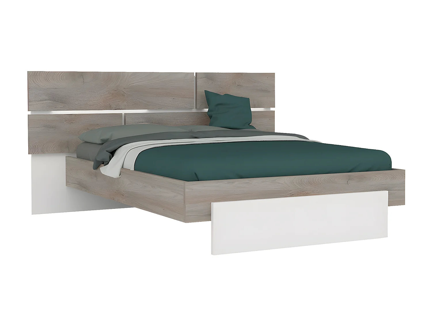 NINO LIGHT - Ensemble Lit 140x190cm avec Leds + 2 Chevets à Poser