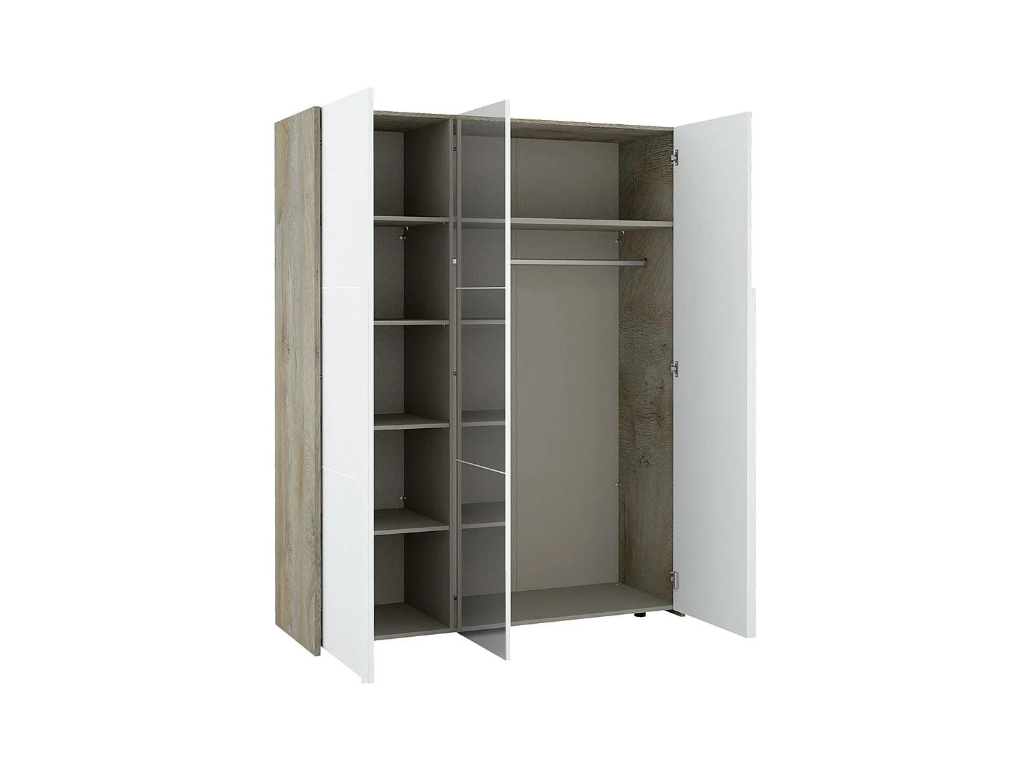 NINO LIGHT - Lit 160x200cm avec Leds et Chevets à Poser + Armoire 3P