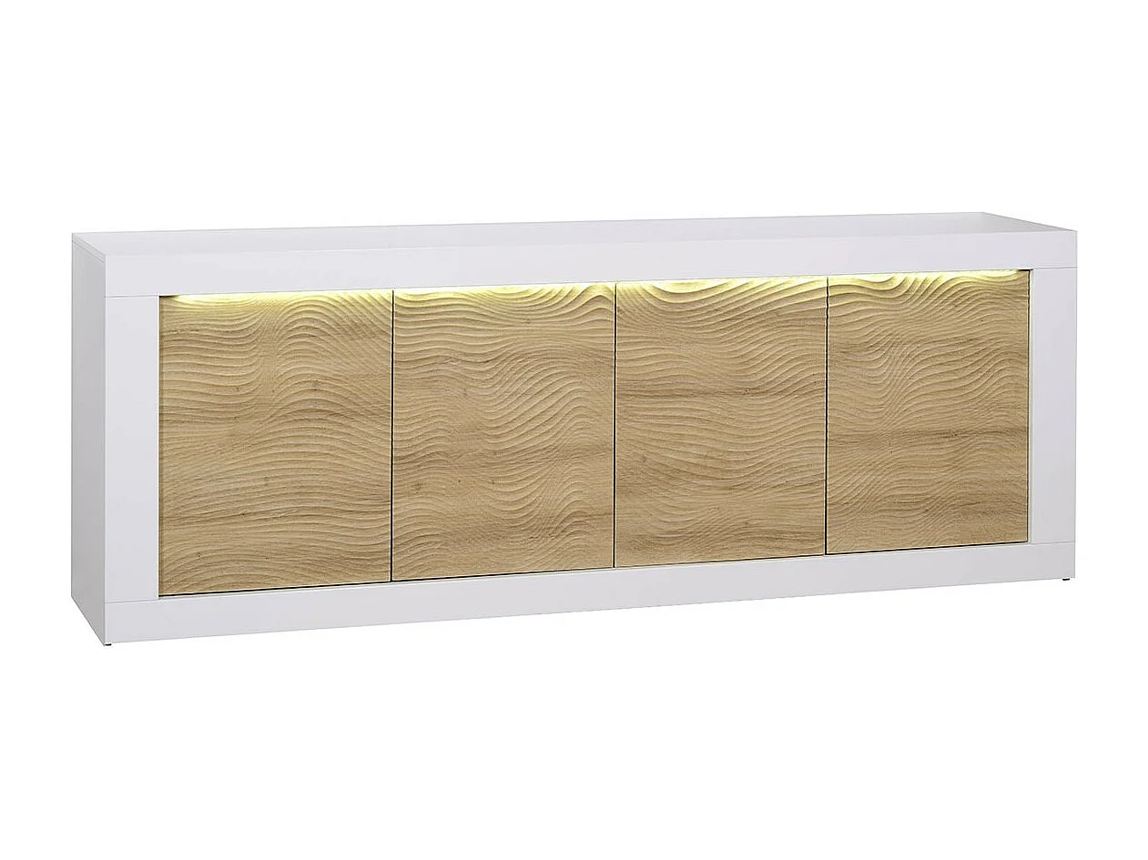DAYTON OAK - Ensemble Séjour avec Table Allongeable 180-225cm + Leds