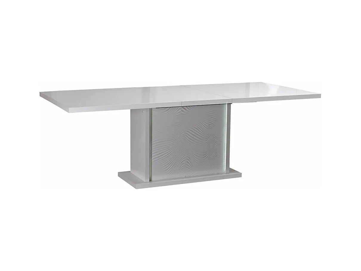 DAYTON WHITE - Ensemble Séjour avec Table Allongeable 180-225cm + Leds