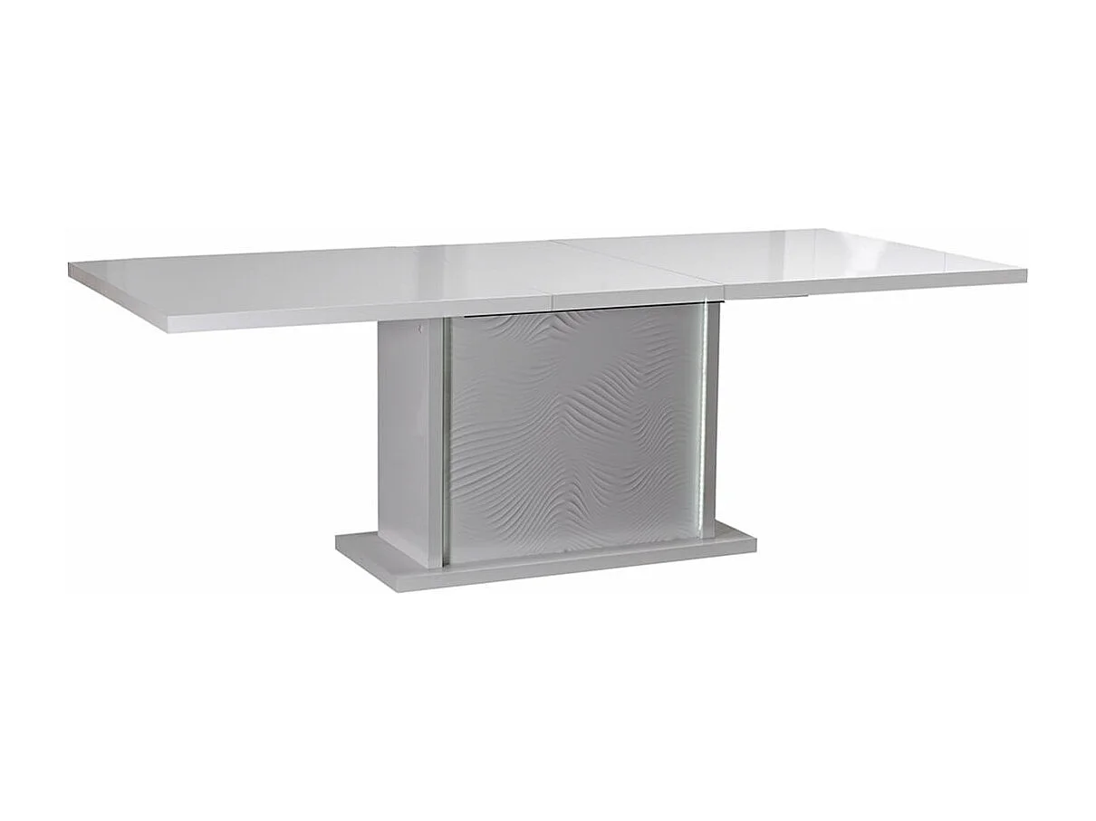 DAYTON WHITE - Ensemble Séjour avec Table Allongeable 180-225cm + Leds